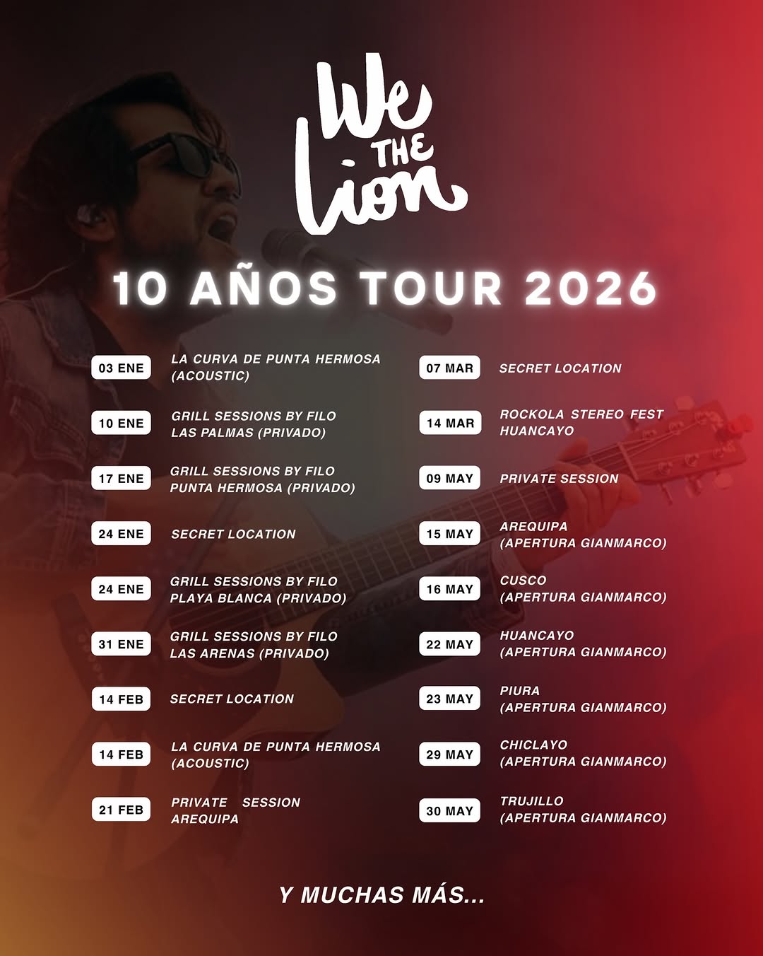 10 años Tour 2026 — las fechas
